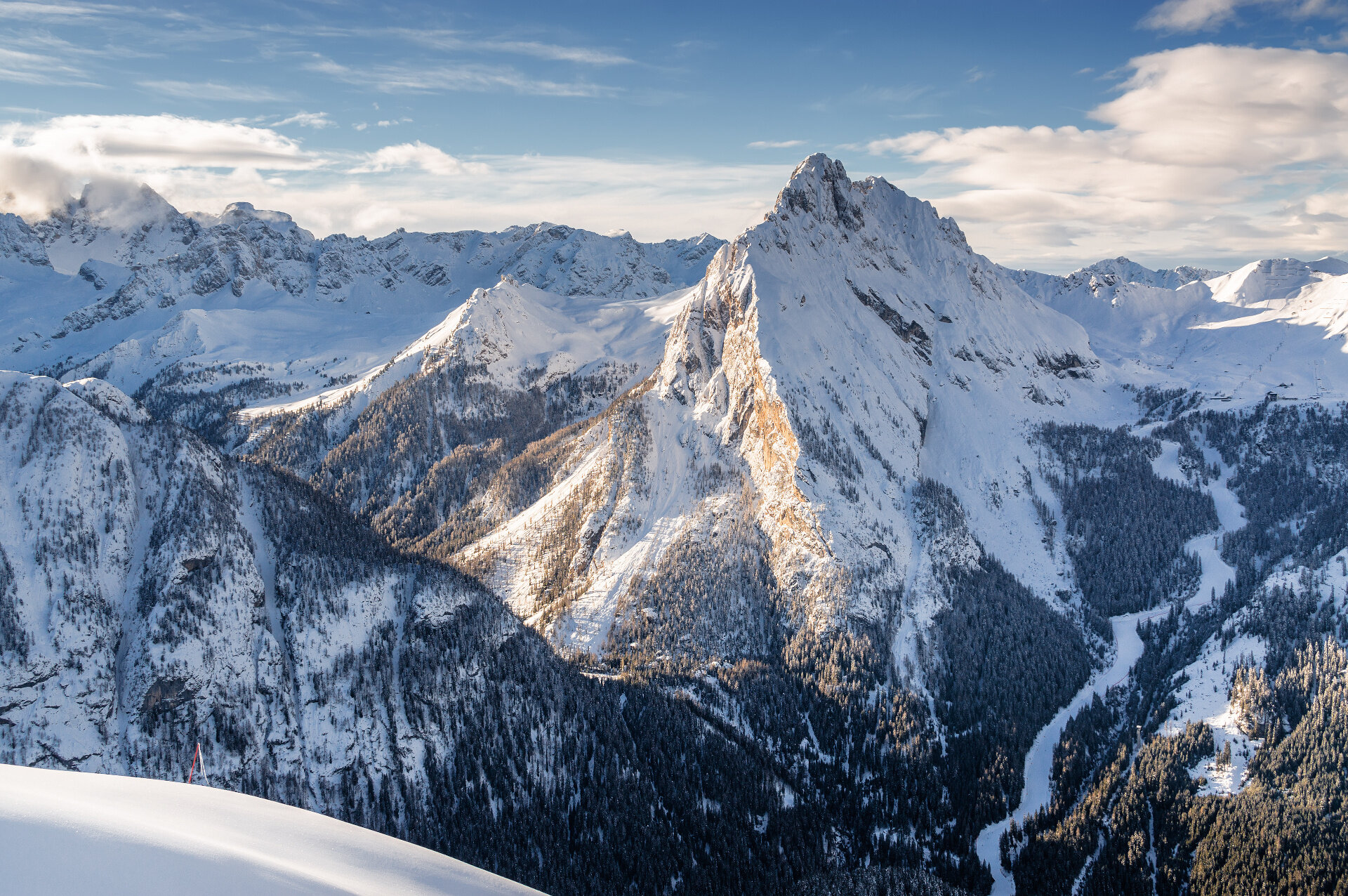Skiarea Ciampac-Buffaure vista dal Belvedere in Val di Fassa | © Archivio Immagini ApT Val di Fassa